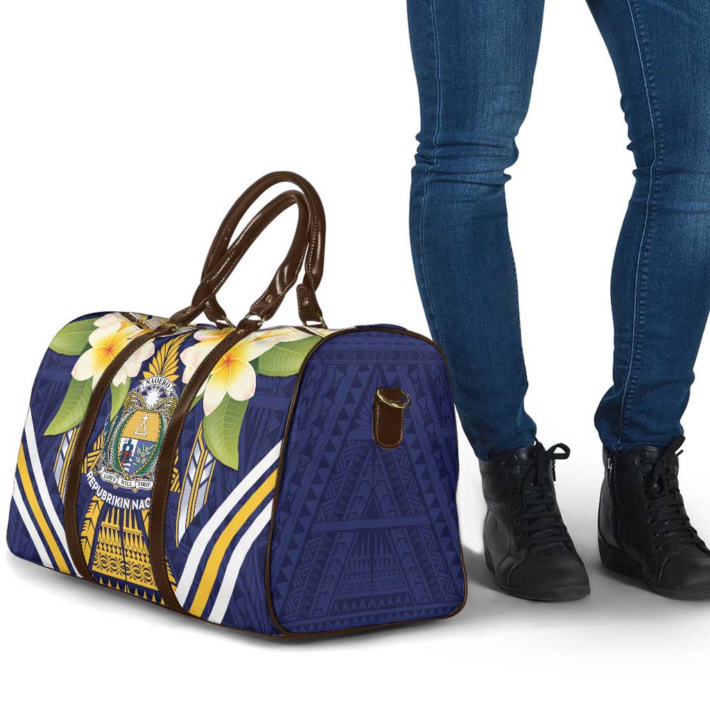 Nauru Independence Day Travel Bag Coat Of Arms With Plumeria - Polynesian Pride