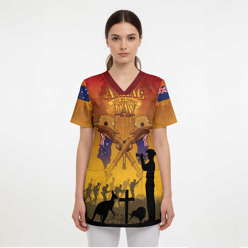 ANZAC Day Scrub Top Australia And New Zealand Slouch Hats - Polynesian Pride