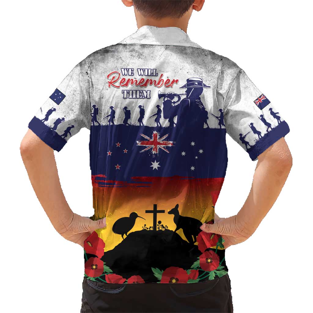 New Zealand And Australia ANZAC Last Post Family Matching Short Sleeve Bodycon Dress and Hawaiian Shirt