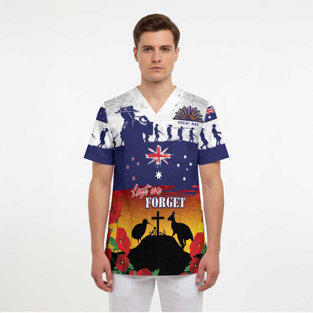 New Zealand And Australia ANZAC Last Post Scrub Top - Polynesian Pride