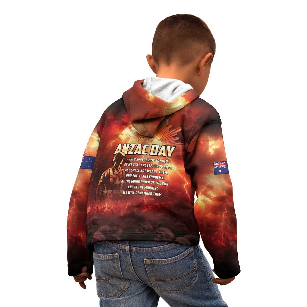 Honouring The ANZAC Spirit Kid Hoodie Gallipoli Lest We Forget