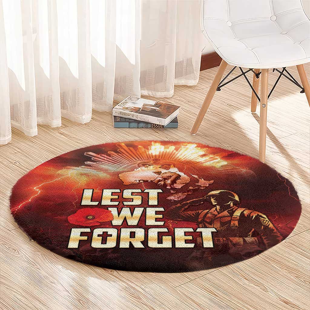 Honouring The ANZAC Spirit Round Carpet Gallipoli Lest We Forget