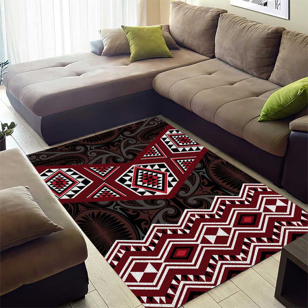 Home / Products / New Zealand Aotearoa Area Rug Red Taniko Art Maori ...