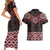 New Zealand Aotearoa Couples Matching Short Sleeve Bodycon Dress and Hawaiian Shirt Red Taniko Art Maori Pattern