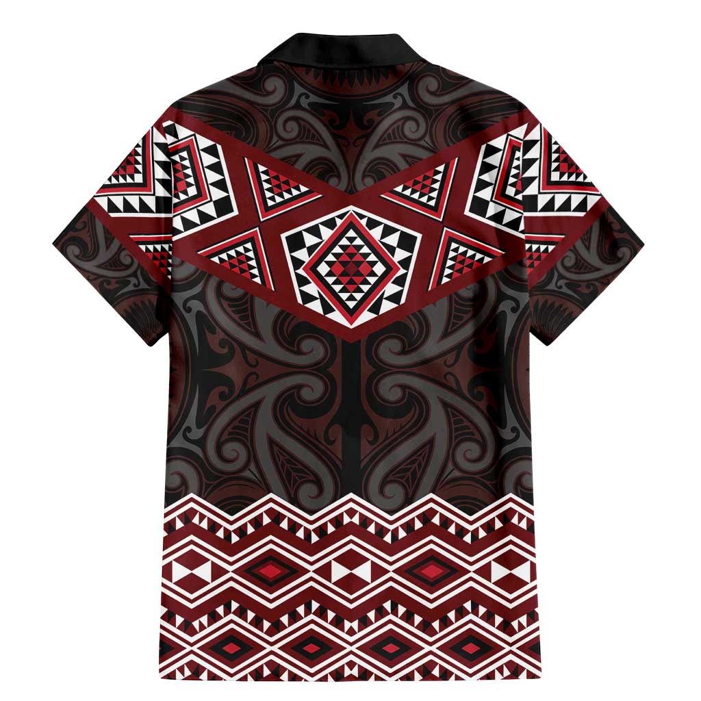 New Zealand Aotearoa Family Matching Mermaid Dress and Hawaiian Shirt Red Taniko Art Maori Pattern