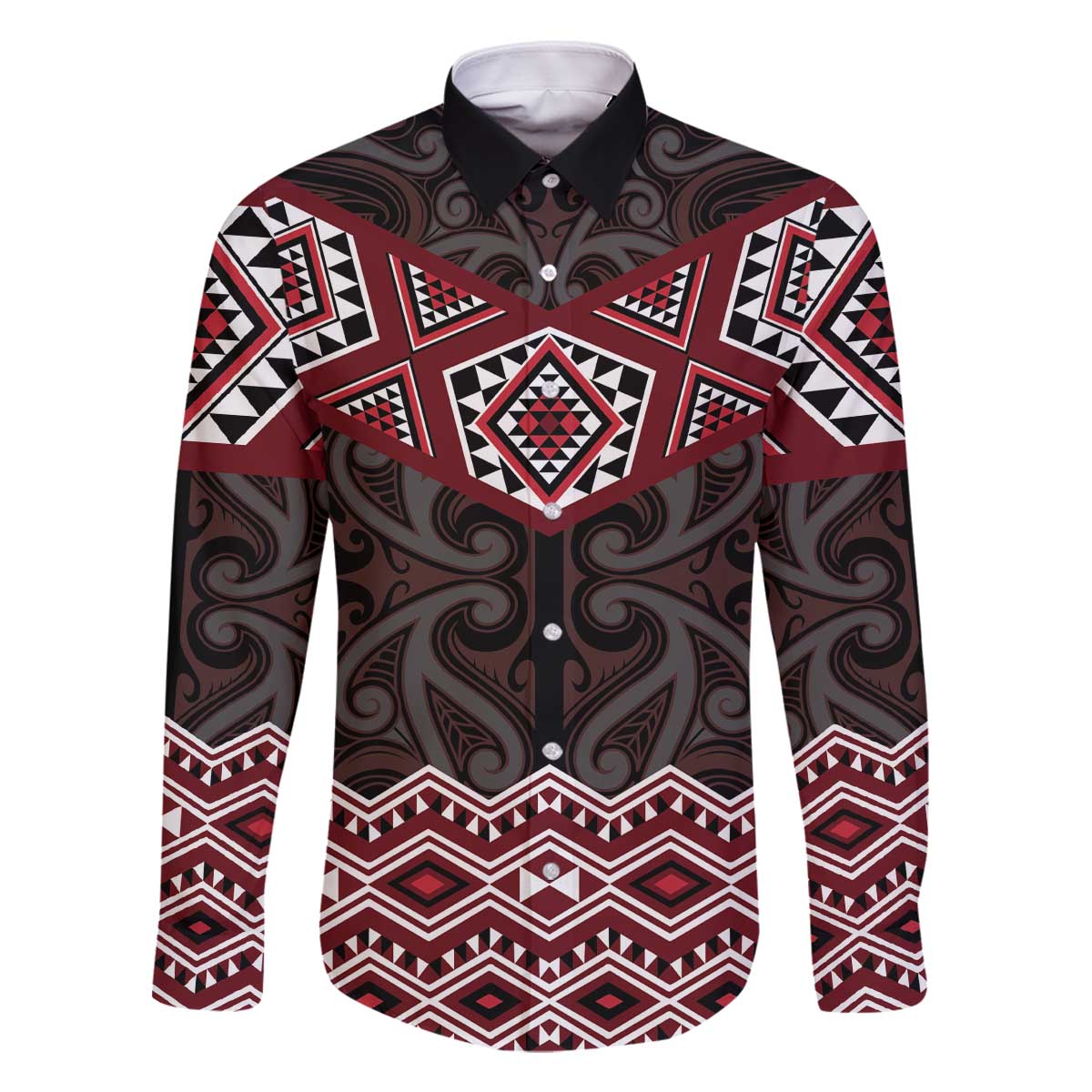 New Zealand Aotearoa Family Matching Off The Shoulder Long Sleeve Dress and Hawaiian Shirt Red Taniko Art Maori Pattern