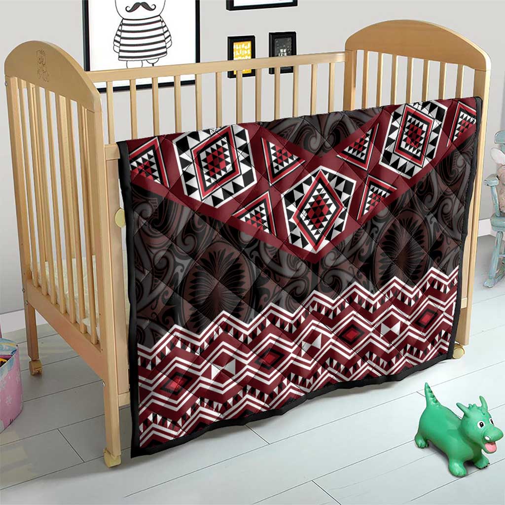 New Zealand Aotearoa Quilt Red Taniko Art Maori Pattern