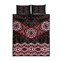 New Zealand Aotearoa Quilt Bed Set Red Taniko Art Maori Pattern
