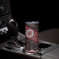 New Zealand Aotearoa Skinny Tumbler Red Taniko Art Maori Pattern