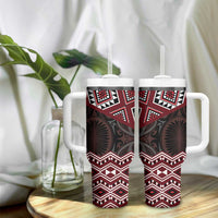 New Zealand Aotearoa Tumbler With Handle Red Taniko Art Maori Pattern