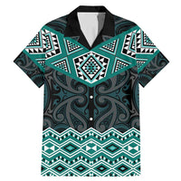 New Zealand Aotearoa Family Matching Mermaid Dress and Hawaiian Shirt Turquoise Taniko Art Maori Pattern