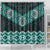 New Zealand Aotearoa Shower Curtain Turquoise Taniko Art Maori Pattern