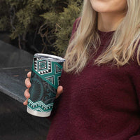 New Zealand Aotearoa Tumbler Cup Turquoise Taniko Art Maori Pattern