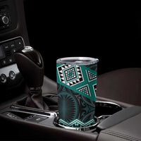 New Zealand Aotearoa Tumbler Cup Turquoise Taniko Art Maori Pattern