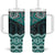 New Zealand Aotearoa Tumbler With Handle Turquoise Taniko Art Maori Pattern