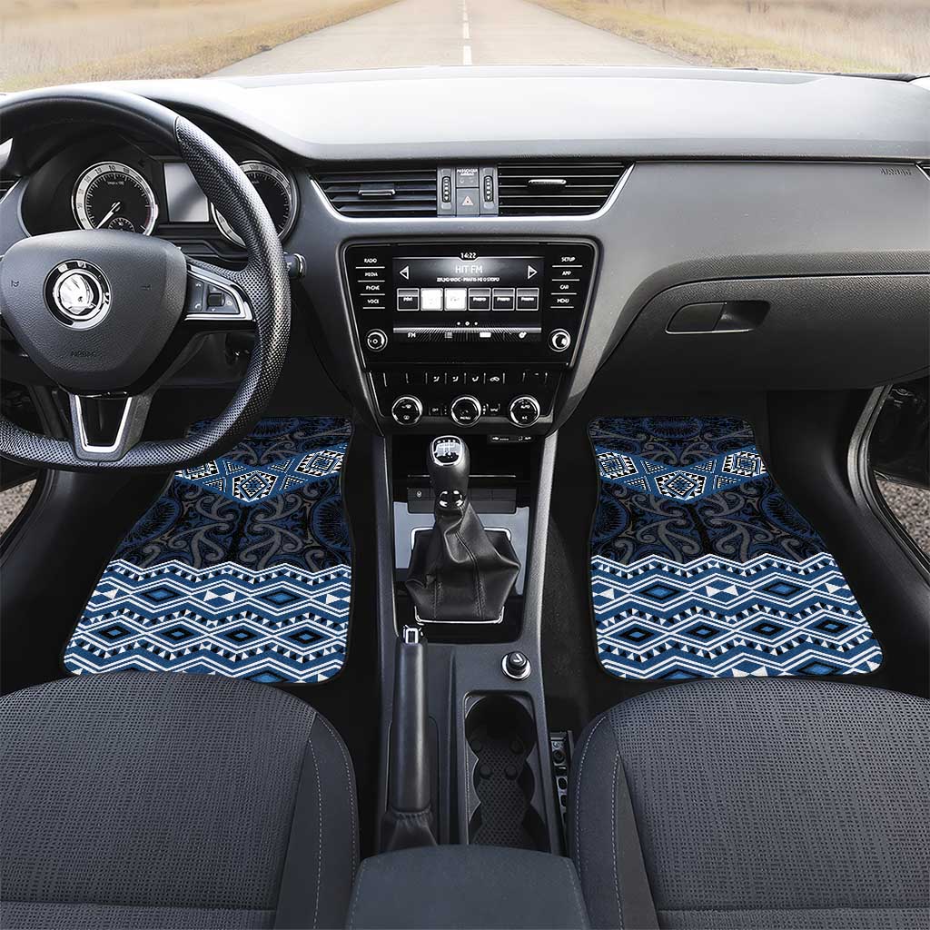 New Zealand Aotearoa Car Mats Blue Taniko Art Maori Pattern