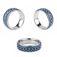 New Zealand Aotearoa Classic Ring Blue Taniko Art Maori Pattern LT05 - Polynesian Pride