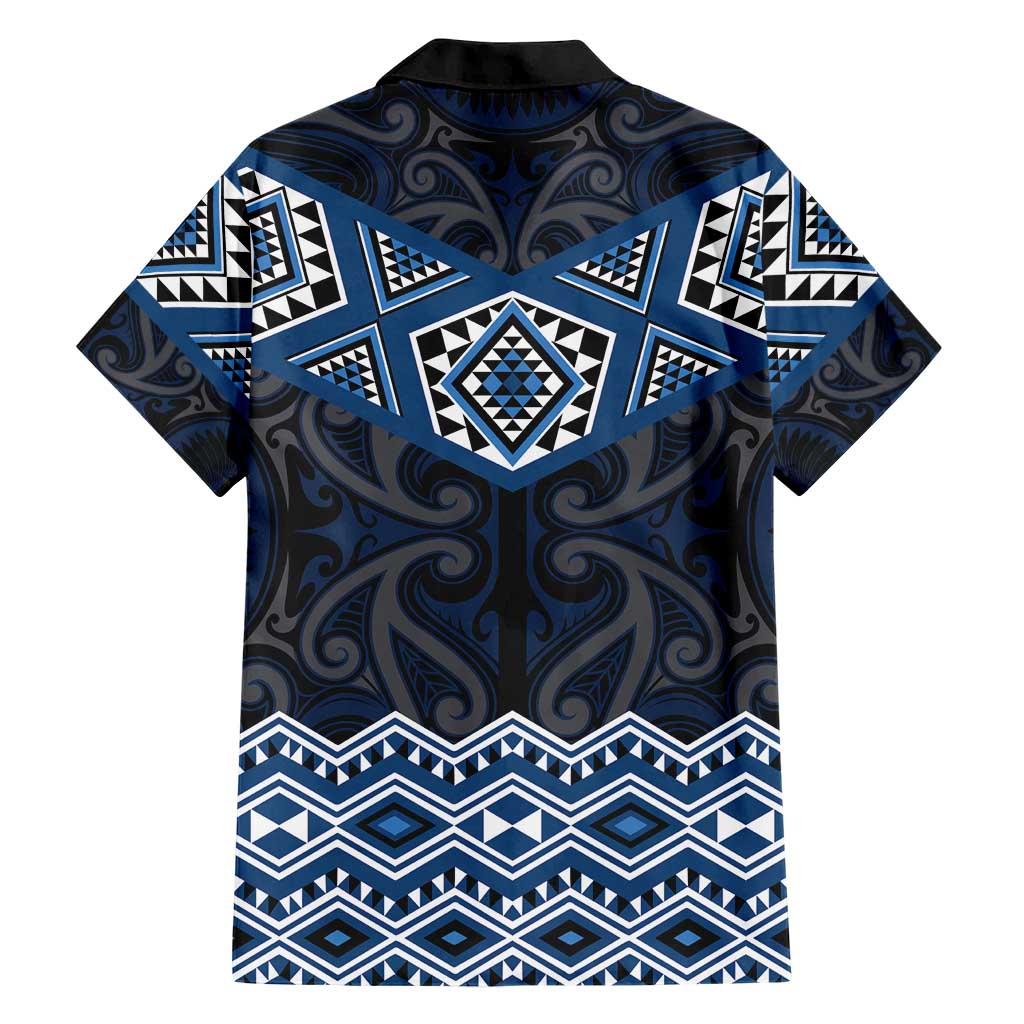 New Zealand Aotearoa Hawaiian Shirt Blue Taniko Art Maori Pattern