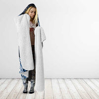 New Zealand Aotearoa Hooded Blanket Blue Taniko Art Maori Pattern