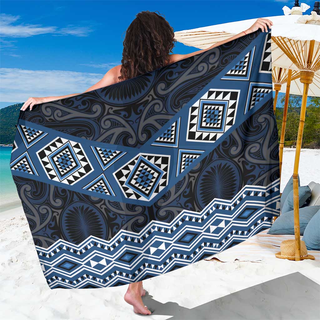 New Zealand Aotearoa Sarong Blue Taniko Art Maori Pattern LT05 One Size 44 x 66 inches Blue - Polynesian Pride