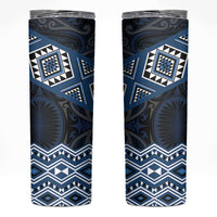 New Zealand Aotearoa Skinny Tumbler Blue Taniko Art Maori Pattern