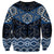 New Zealand Aotearoa Sweatshirt Blue Taniko Art Maori Pattern