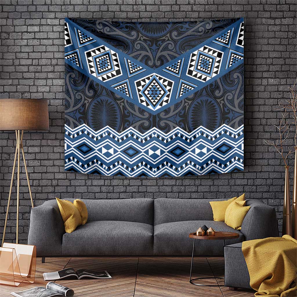 New Zealand Aotearoa Tapestry Blue Taniko Art Maori Pattern LT05 Blue - Polynesian Pride