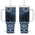 New Zealand Aotearoa Tumbler With Handle Blue Taniko Art Maori Pattern