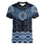 New Zealand Aotearoa Women V-Neck T-Shirt Blue Taniko Art Maori Pattern