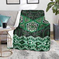 New Zealand Aotearoa Blanket Green Taniko Art Maori Pattern