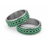 New Zealand Aotearoa Classic Ring Green Taniko Art Maori Pattern