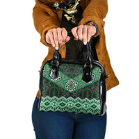 New Zealand Aotearoa Shoulder Handbag Green Taniko Art Maori Pattern LT05 One Size Green - Polynesian Pride