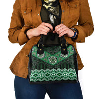 New Zealand Aotearoa Shoulder Handbag Green Taniko Art Maori Pattern LT05 - Polynesian Pride