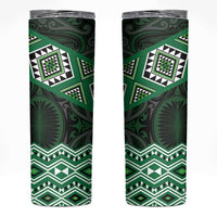 New Zealand Aotearoa Skinny Tumbler Green Taniko Art Maori Pattern