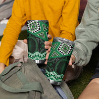 New Zealand Aotearoa Tumbler Cup Green Taniko Art Maori Pattern