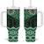 New Zealand Aotearoa Tumbler With Handle Green Taniko Art Maori Pattern