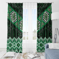 New Zealand Aotearoa Window Curtain Green Taniko Art Maori Pattern