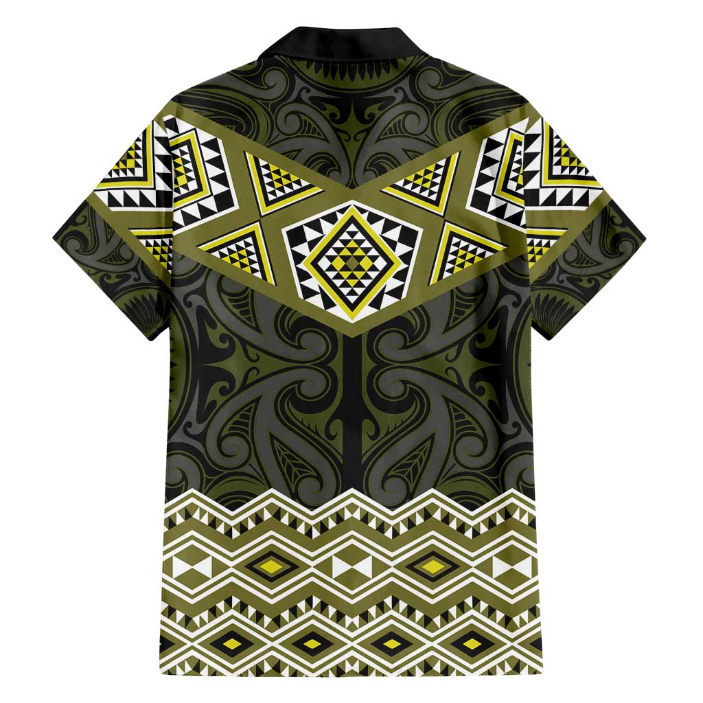 New Zealand Aotearoa Family Matching Puletasi and Hawaiian Shirt Yellow Taniko Art Maori Pattern