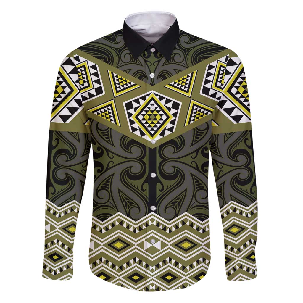 New Zealand Aotearoa Family Matching Puletasi and Hawaiian Shirt Yellow Taniko Art Maori Pattern