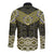 New Zealand Aotearoa Long Sleeve Button Shirt Yellow Taniko Art Maori Pattern
