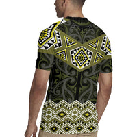 New Zealand Aotearoa Rugby Jersey Yellow Taniko Art Maori Pattern