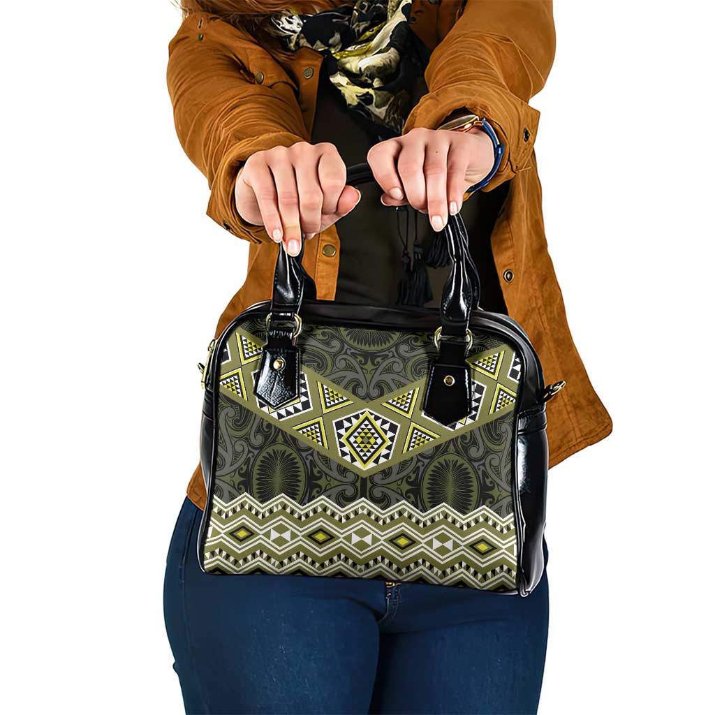 New Zealand Aotearoa Shoulder Handbag Yellow Taniko Art Maori Pattern LT05 One Size Yellow - Polynesian Pride