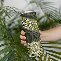 New Zealand Aotearoa Skinny Tumbler Yellow Taniko Art Maori Pattern