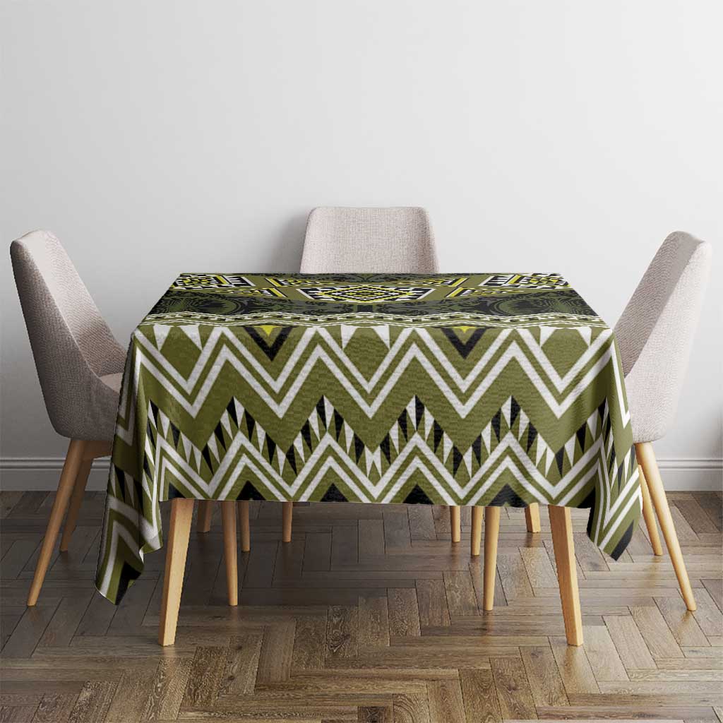 New Zealand Aotearoa Tablecloth Yellow Taniko Art Maori Pattern