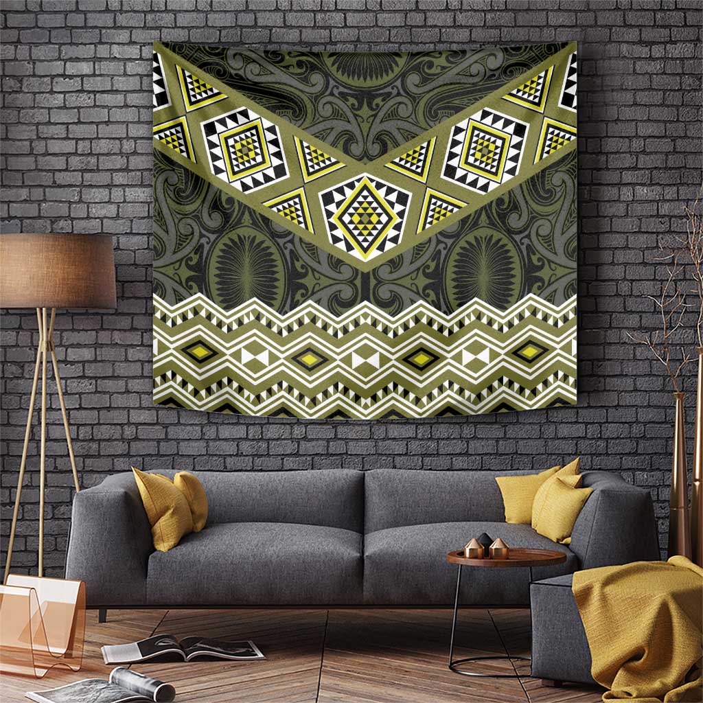 New Zealand Aotearoa Tapestry Yellow Taniko Art Maori Pattern LT05 Yellow - Polynesian Pride