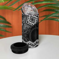 New Zealand Aotearoa 4 in 1 Can Cooler Tumbler Black Taniko Art Maori Pattern LT05 - Polynesian Pride