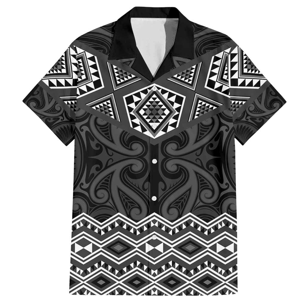 New Zealand Aotearoa Family Matching Long Sleeve Bodycon Dress and Hawaiian Shirt Black Taniko Art Maori Pattern