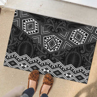 New Zealand Aotearoa Rubber Doormat Black Taniko Art Maori Pattern