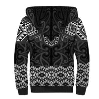 New Zealand Aotearoa Sherpa Hoodie Black Taniko Art Maori Pattern