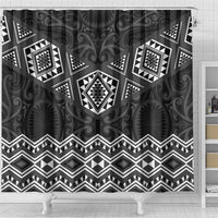 New Zealand Aotearoa Shower Curtain Black Taniko Art Maori Pattern